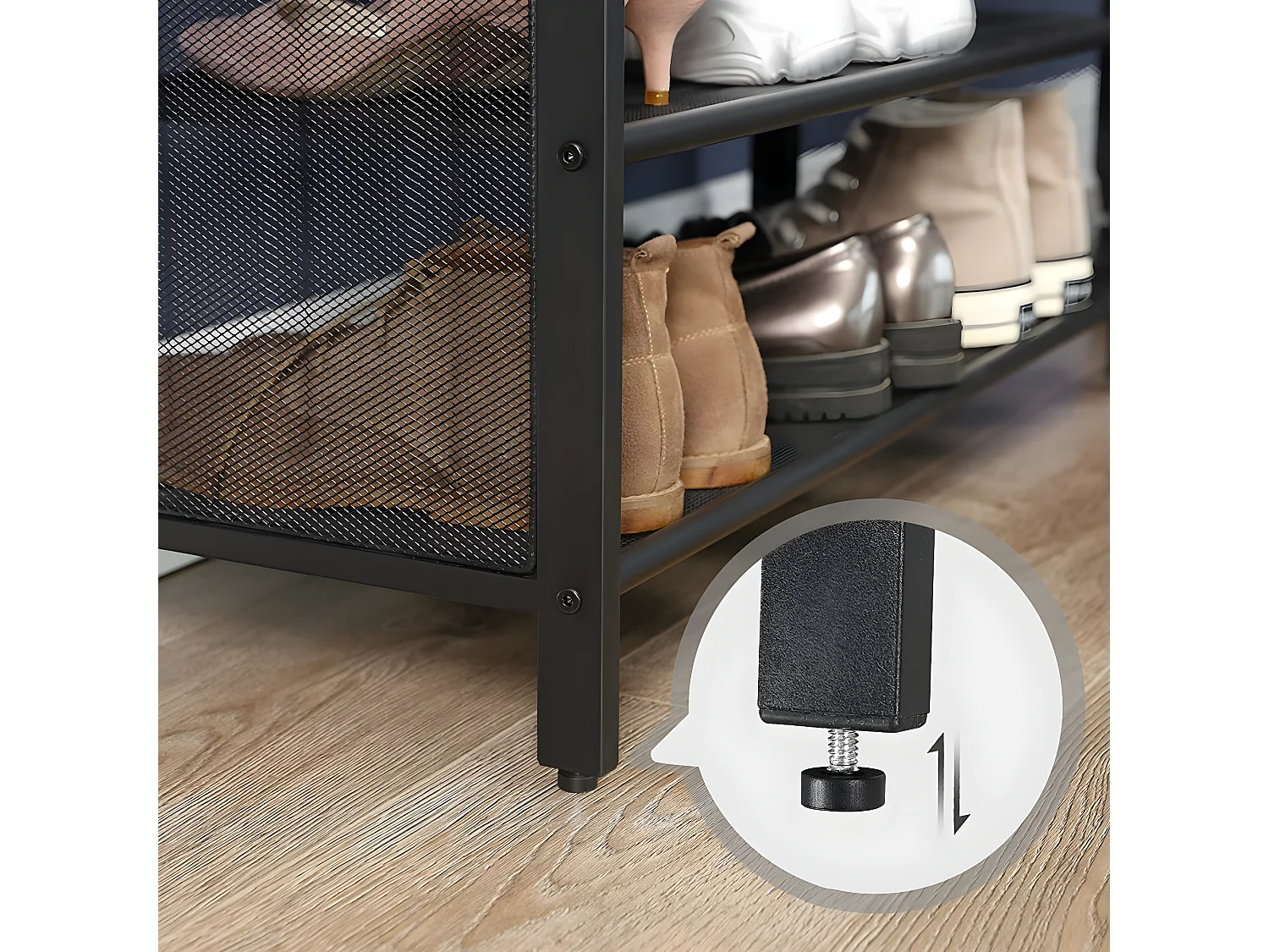 LEBERO - Zapatero recibidor en Estilo industrial - 80x48x30 cm - Banco de entrada