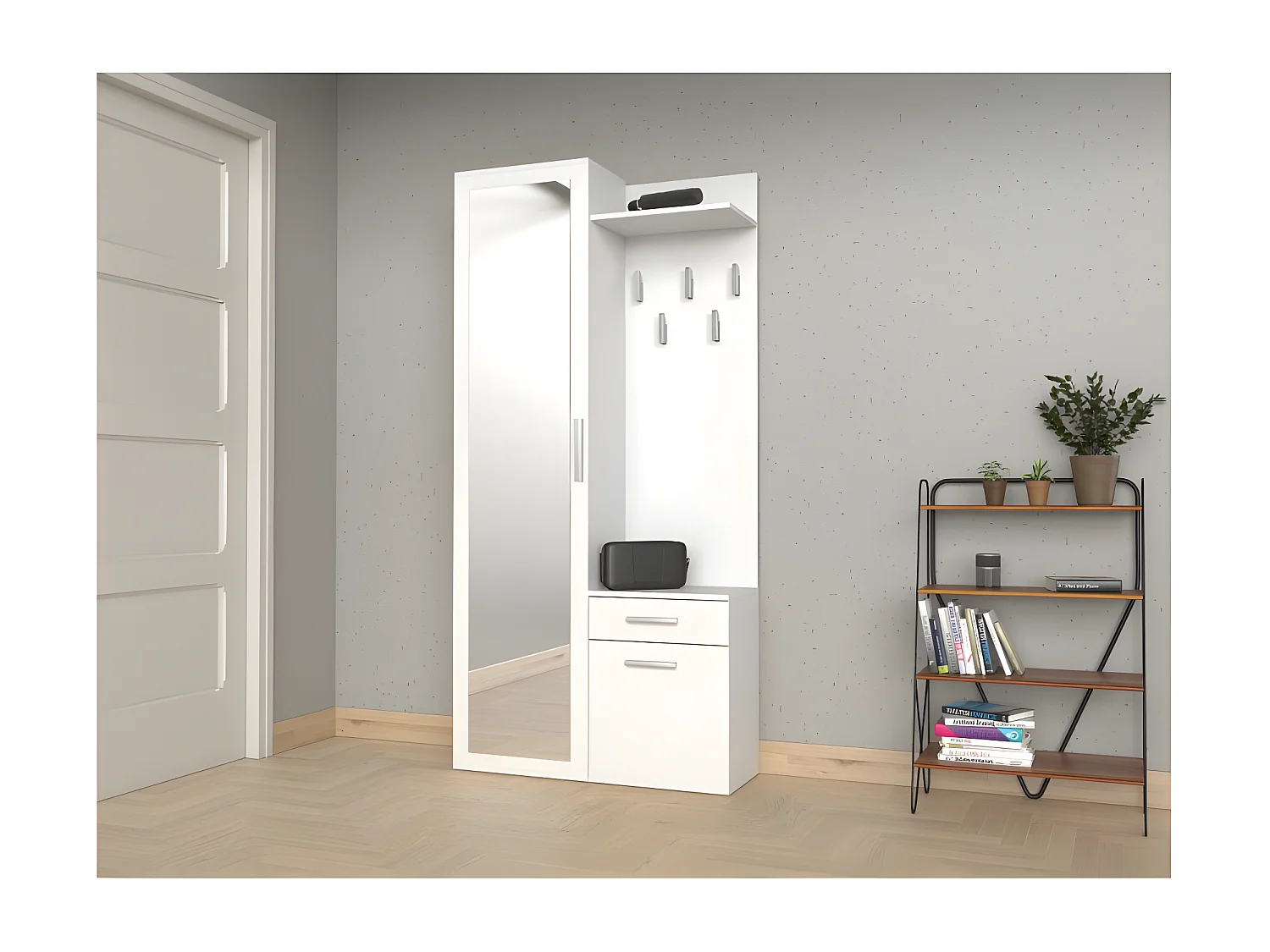 SHEILA | Garderobe mit Spiegel Eingangsbereich/Halle | Schrank + Garderobe Eingangsbereich | Schuhablage + Spiegel + Haken