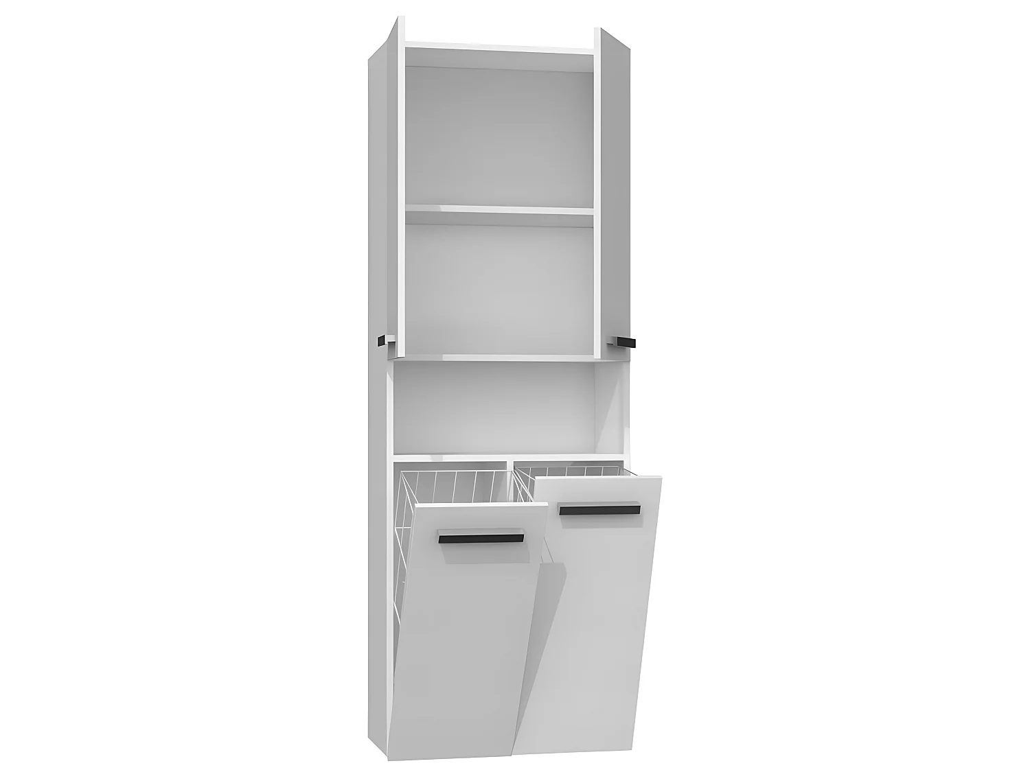 MOBY - Mueble de baño con dos cestas - Tiradores minimalistas - 174x60x30 - Torre de almacenamiento