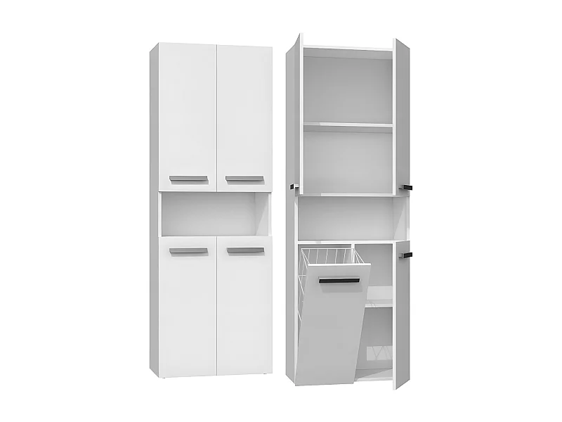 GLAZE - Mueble de baño con puerta + cesta - Estilo moderno - 174x60x30 cm - Columna de baño