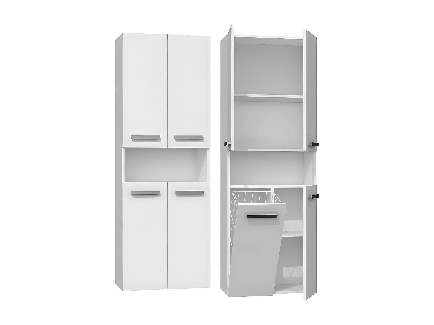 GLAZE - Mueble de baño con puerta + cesta - Estilo moderno - 174x60x30 cm - Columna de baño