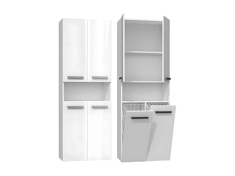 MOBY | Mueble de baño con dos cestas | Tiradores minimalistas | Dimensiones: 174x60x30 | columna de almacenamiento