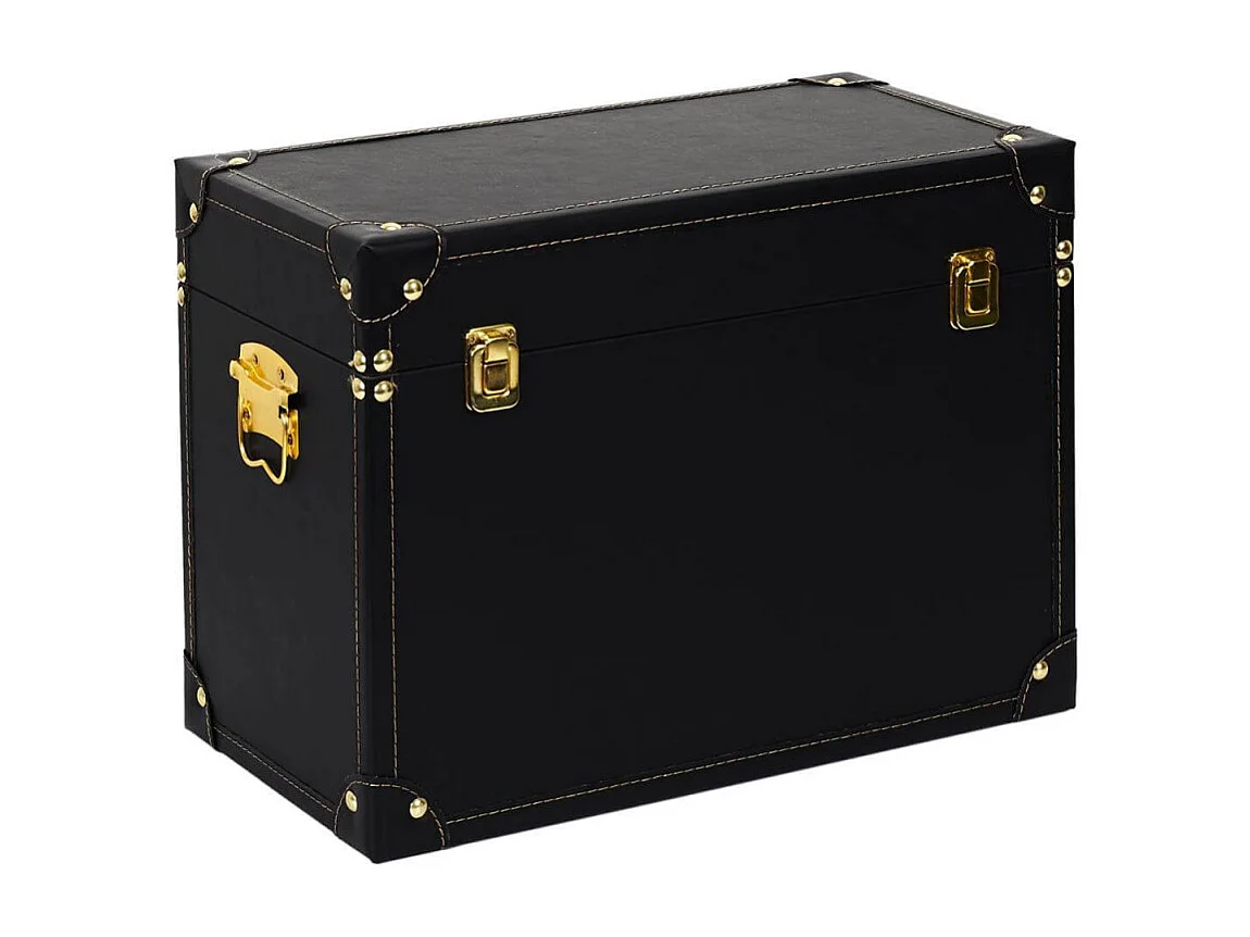 NICOLAS - Lot de 3 Malles de Rangement Vintage Noir et Or