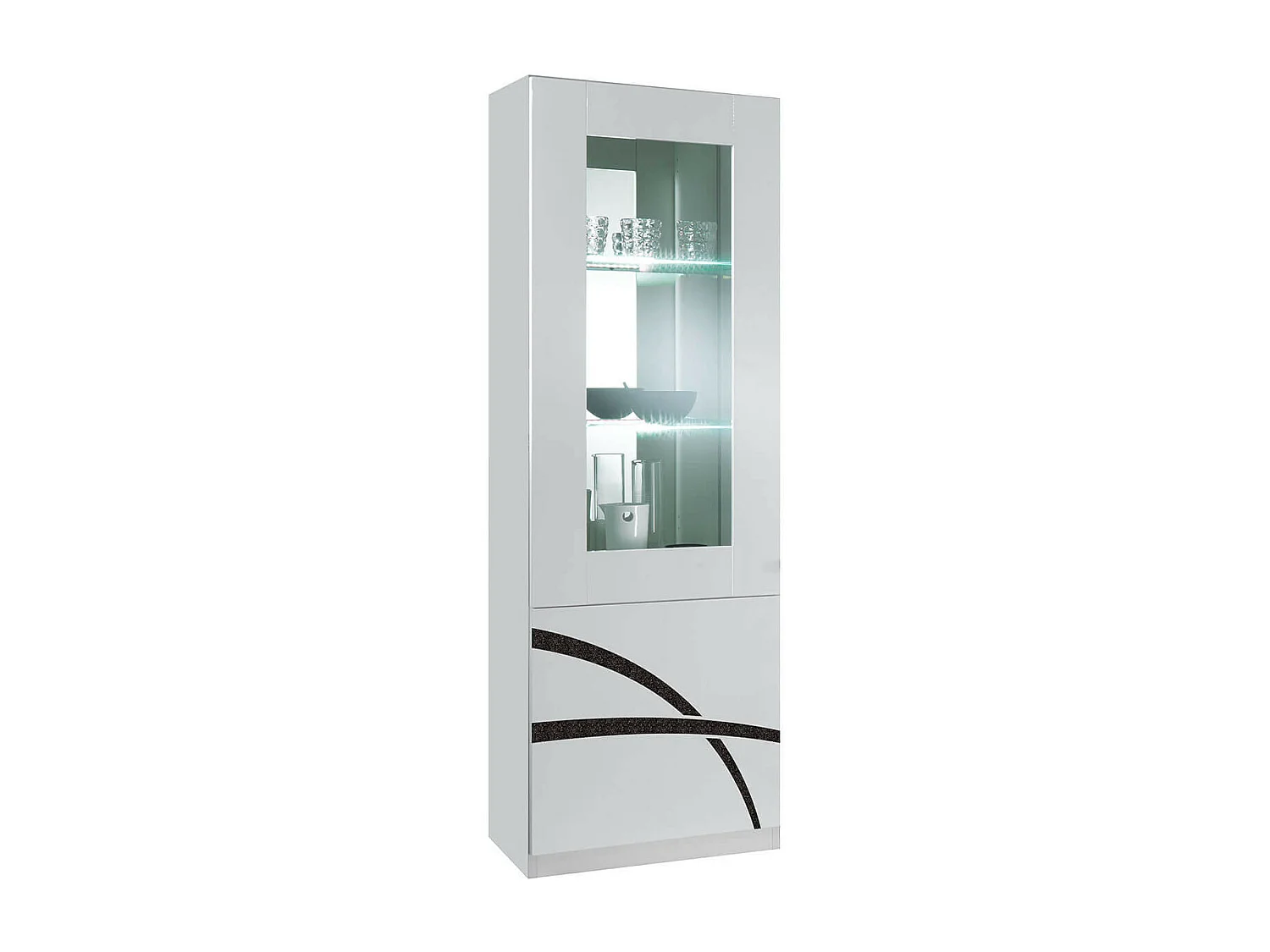 ALYSSA - Vitrine Gauche 1 Porte Laquée Brillant Blanc