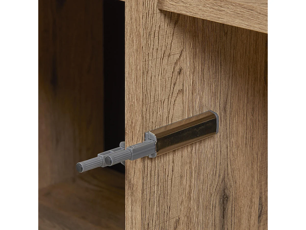 CARSON - Vitrine 2 Portes Effet Bois Naturel et Noir avec Leds