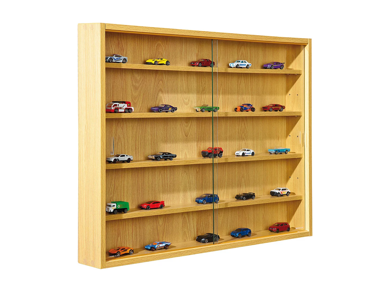 COLLECT - Vitrine Murale 5 Compartiments Aspect Hêtre