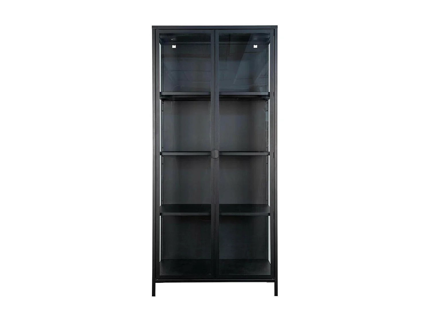 HENDRA - Vitrine 2 Portes Verre et Acier Noir H175cm