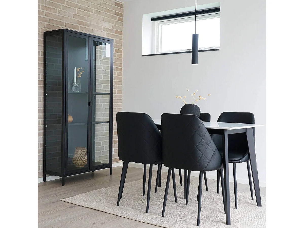 HENDRA - Vitrine 2 Portes Verre et Acier Noir H175cm