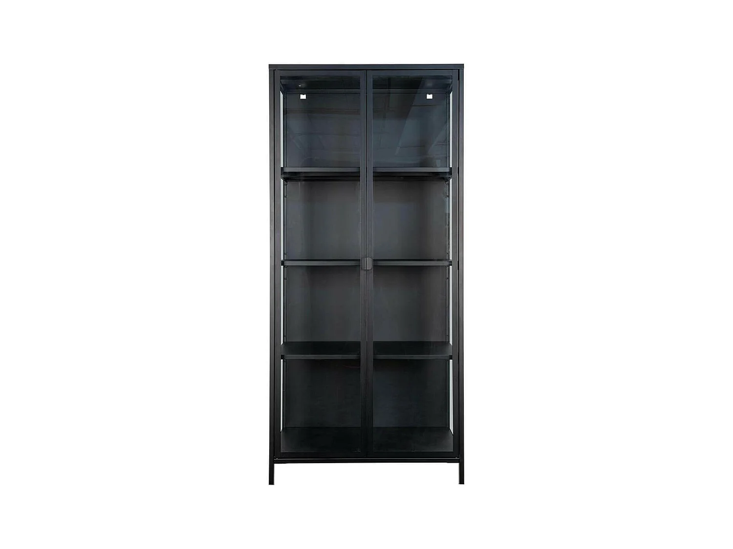HENDRA - Vitrine 2 Portes Verre et Acier Noir H175cm