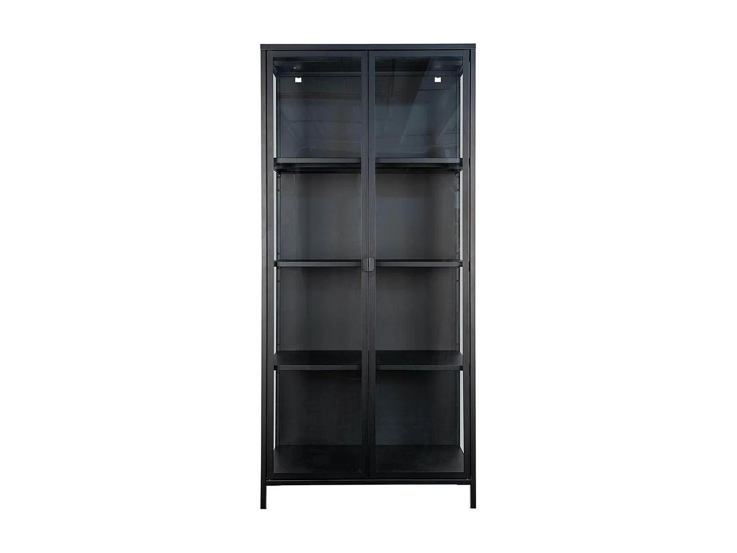 HENDRA - Vitrine 2 Portes Verre et Acier Noir H175cm