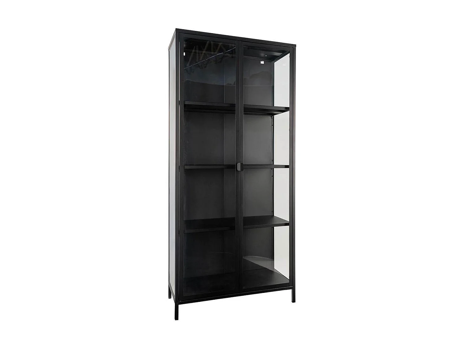 HENDRA - Vitrine 2 Portes Verre et Acier Noir H175cm