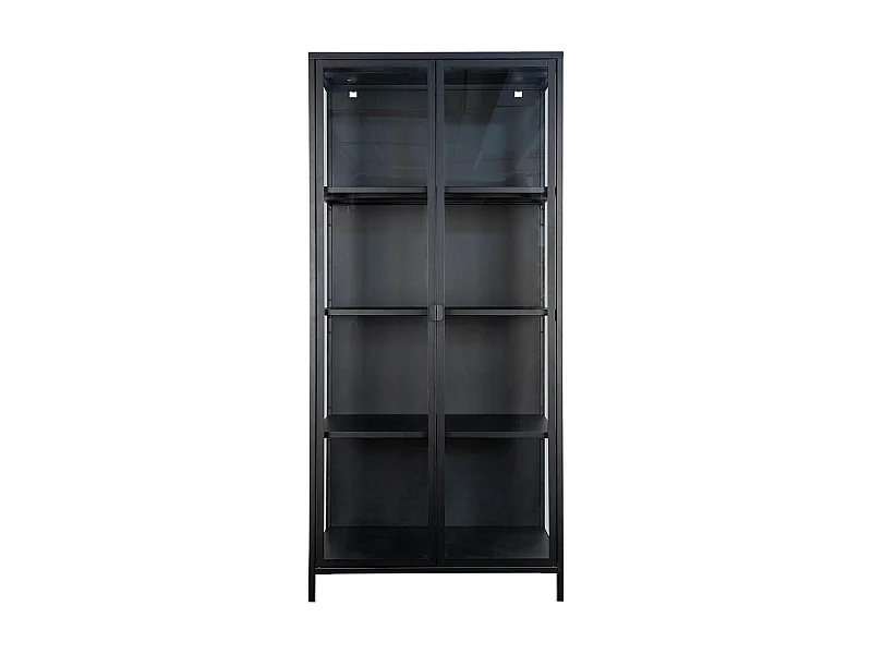 HENDRA - Vitrine 2 Portes Verre et Acier Noir H175cm