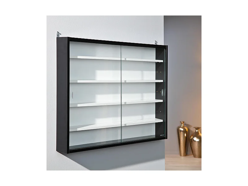 COLLECT N&B - Vitrine Murale 5 Compartiments Noire et Blanche