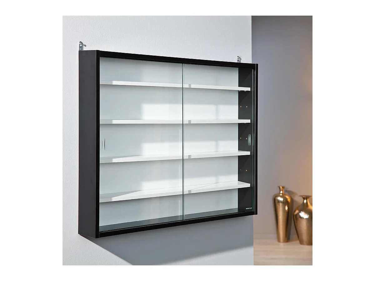 COLLECT N&B - Vitrine Murale 5 Compartiments Noire et Blanche