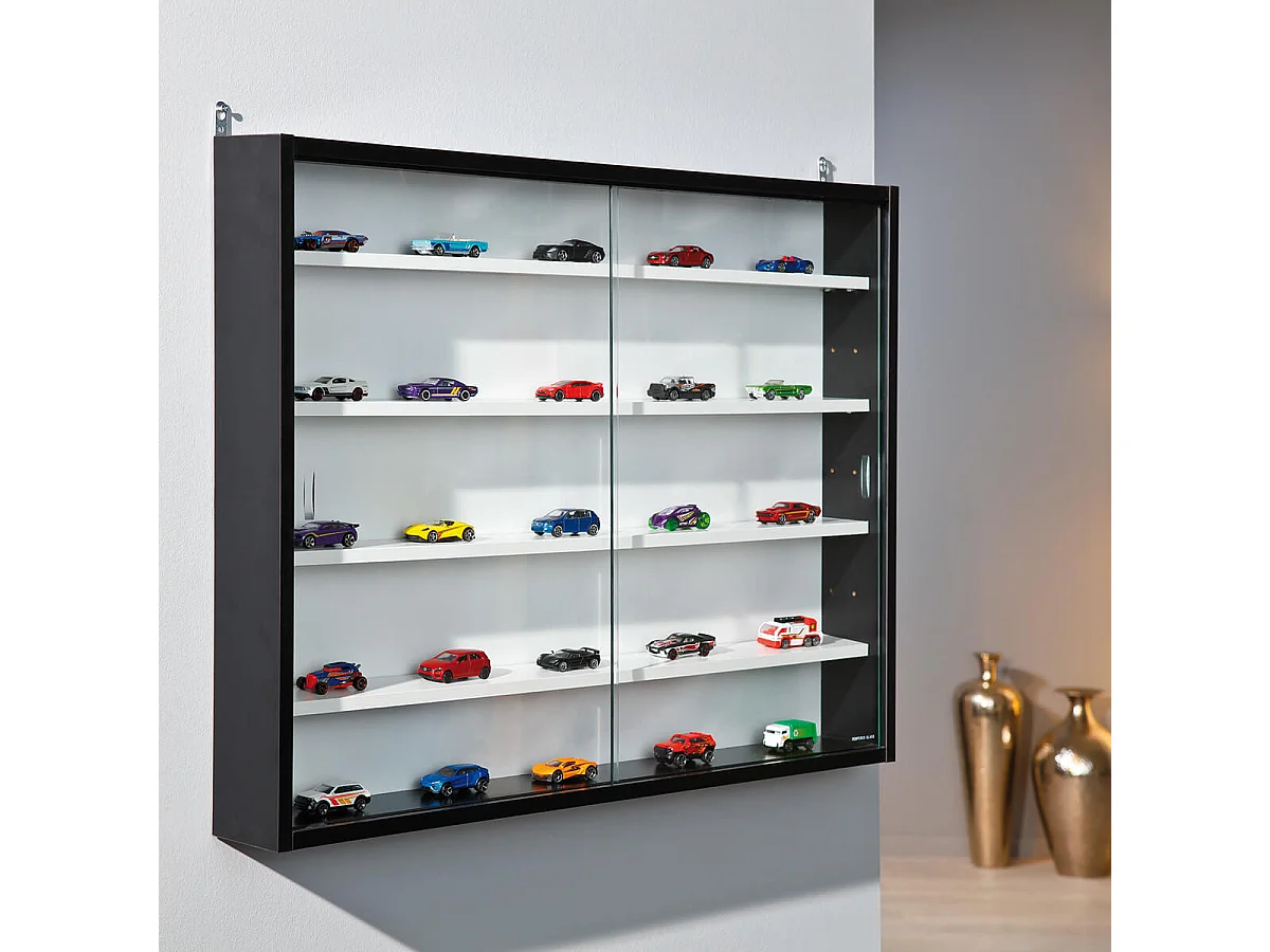 COLLECT N&B - Vitrine Murale 5 Compartiments Noire et Blanche