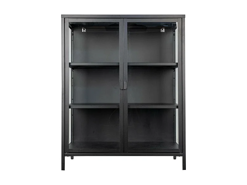 HENDRA - Vitrine 2 Portes Verre et Acier Noir H101cm