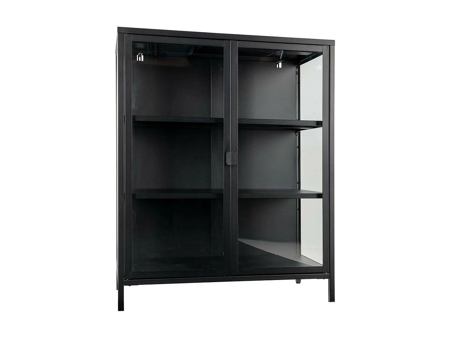 HENDRA - Vitrine 2 Portes Verre et Acier Noir H101cm