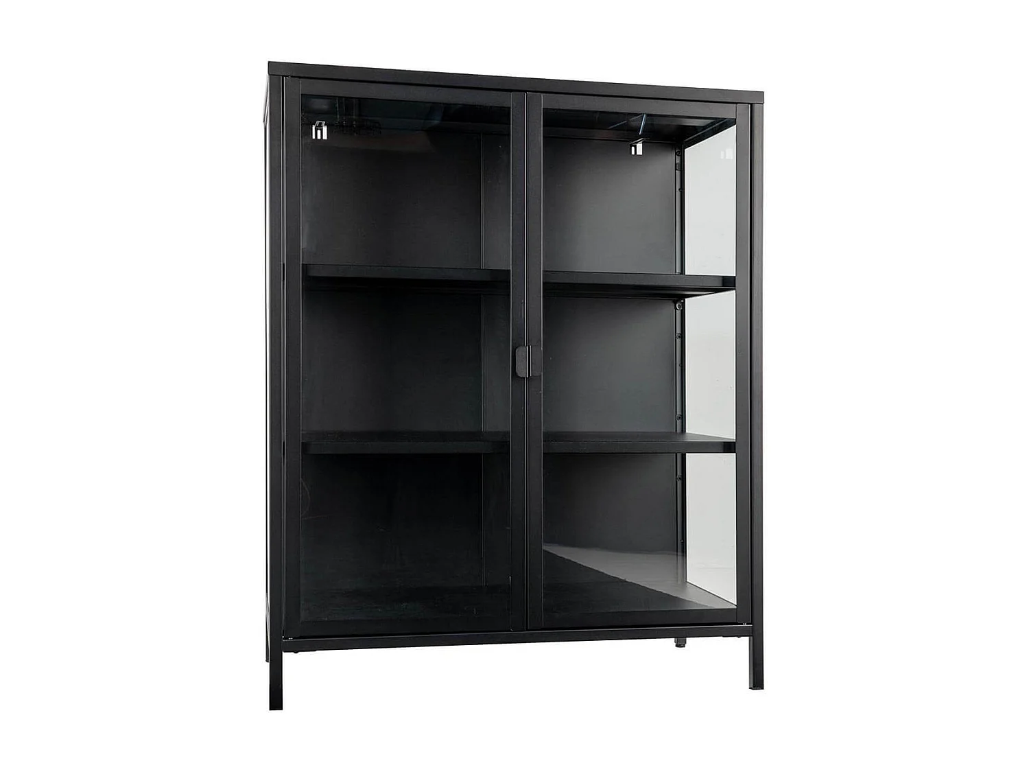 HENDRA - Vitrine 2 Portes Verre et Acier Noir H101cm