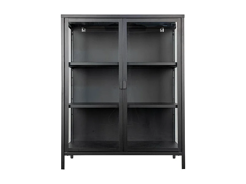 HENDRA - Vitrine 2 Portes Verre et Acier Noir H101cm