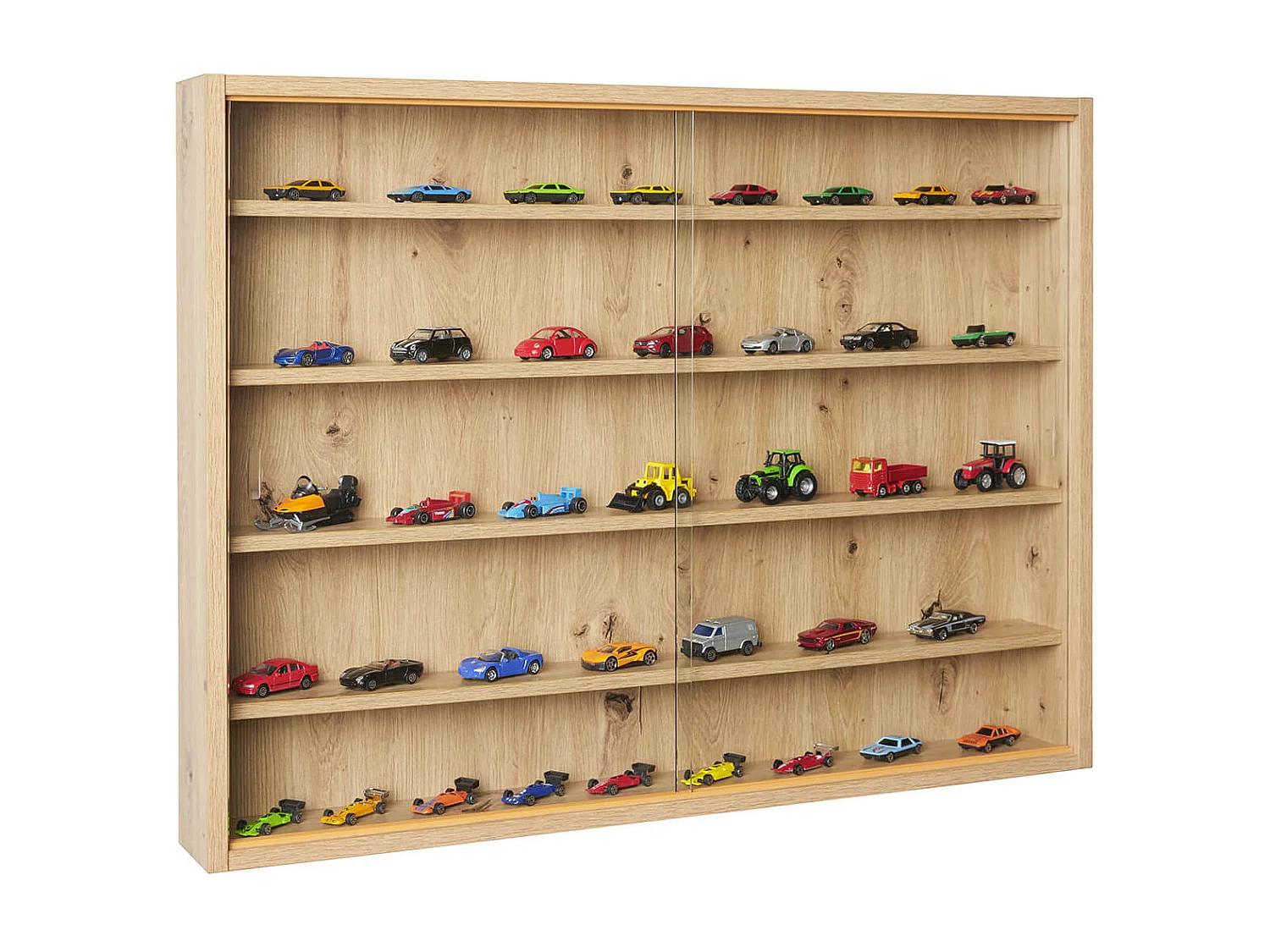 COLLECT - Vitrine Murale 5 Compartiments Aspect Chêne Artisan
