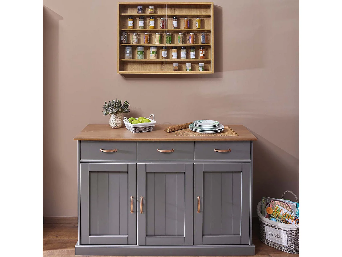 COLLECT - Vitrine Murale 5 Compartiments Aspect Chêne Artisan