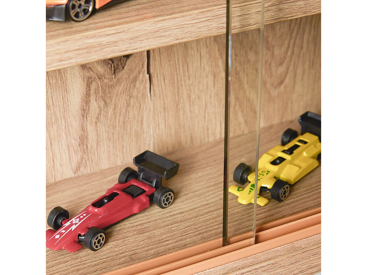 COLLECT - Vitrine Murale 5 Compartiments Aspect Chêne Artisan