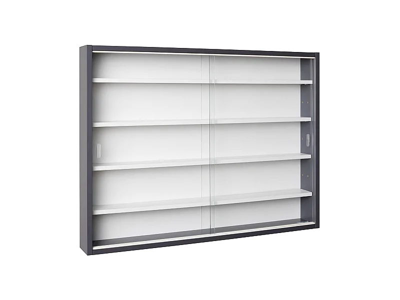 COLLECT - Vitrine Murale 5 Compartiments Grise et Blanche