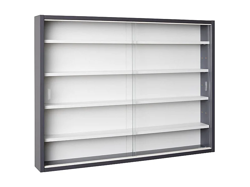 COLLECT - Vitrine Murale 5 Compartiments Grise et Blanche