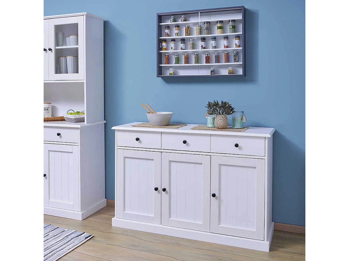 COLLECT - Vitrine Murale 5 Compartiments Grise et Blanche