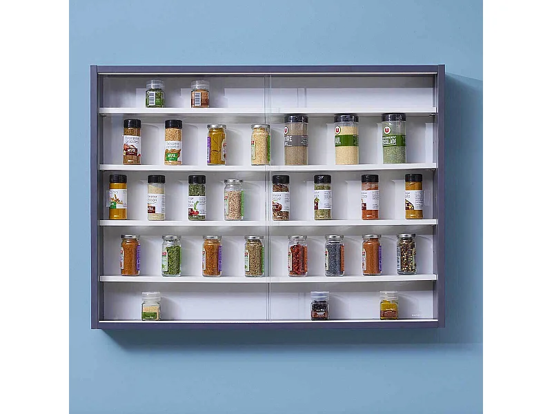 COLLECT - Vitrine Murale 5 Compartiments Grise et Blanche