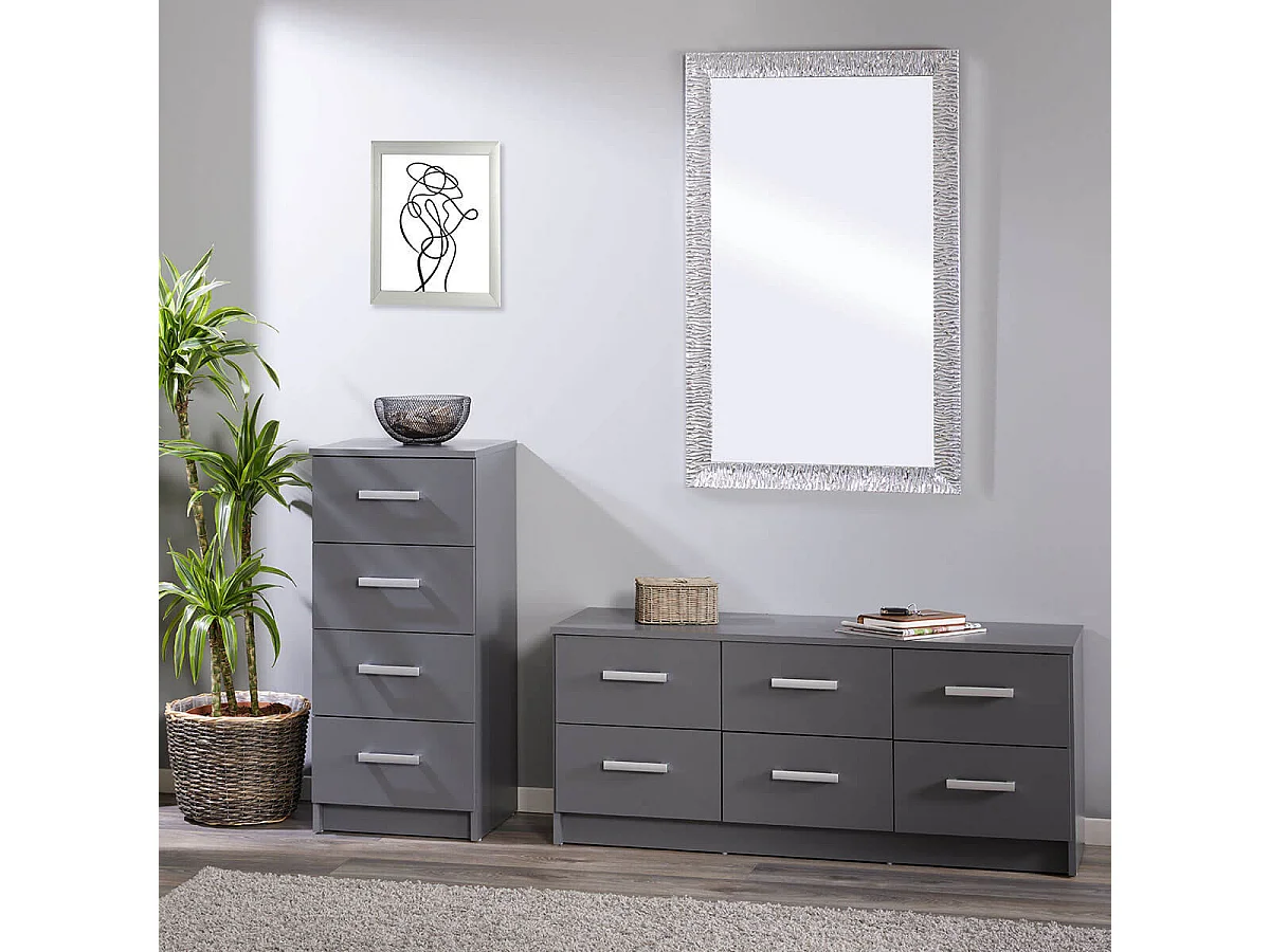 ZEINE - Meuble de Rangement 4 Tiroirs Gris Graphite