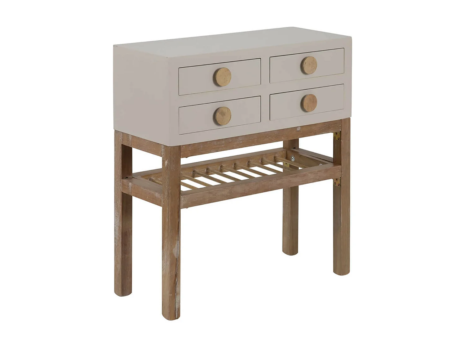 MYSTIC - Meuble Rangement 4 Tiroirs en Paulownia et MDF