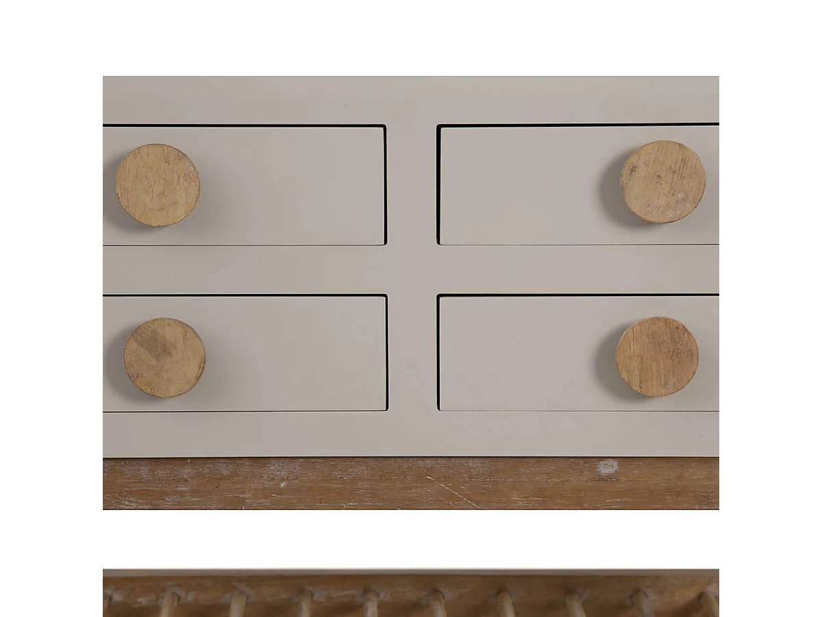 MYSTIC - Meuble Rangement 4 Tiroirs en Paulownia et MDF