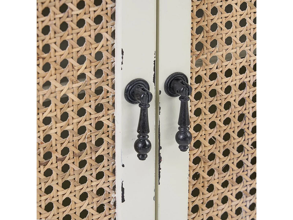 RONY - Meuble d'Entrée 2 Portes 1 Tiroir Finition Cannage