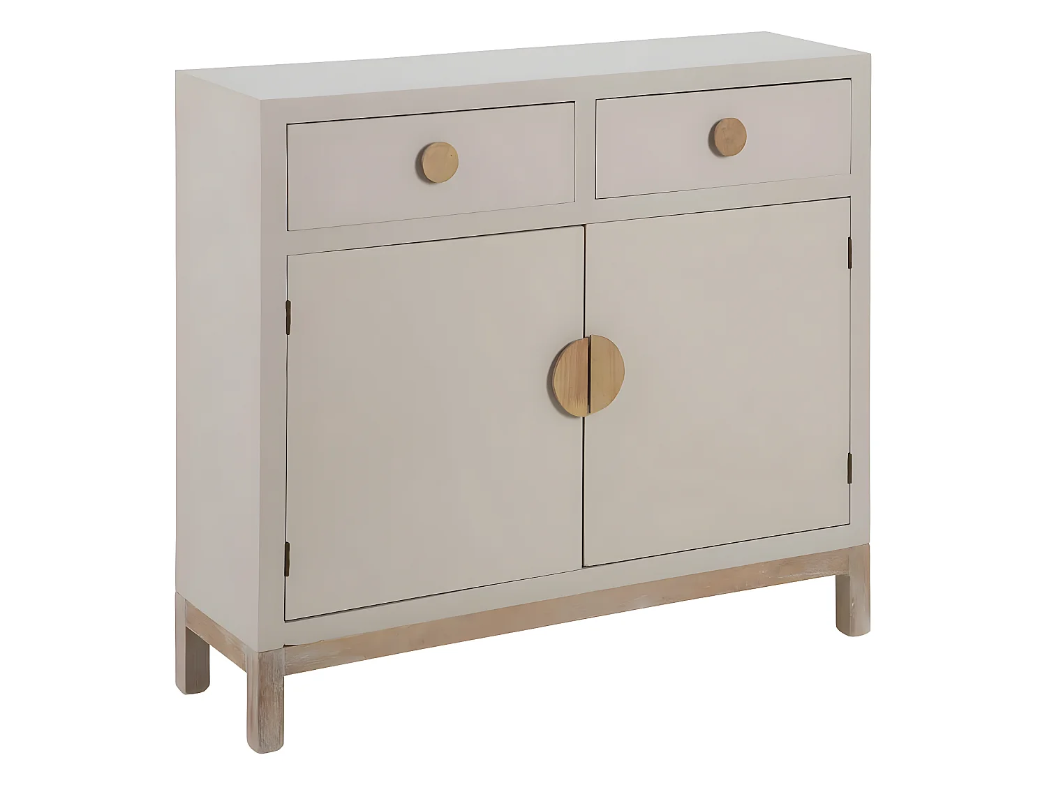 MYSTIC - Meuble Rangement 2 Portes 2 Tiroirs en Paulownia et MDF