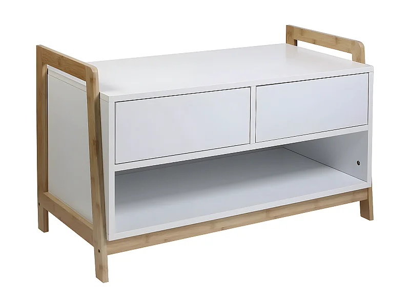 TARNBY - Meuble de Rangement Naturel et Blanc