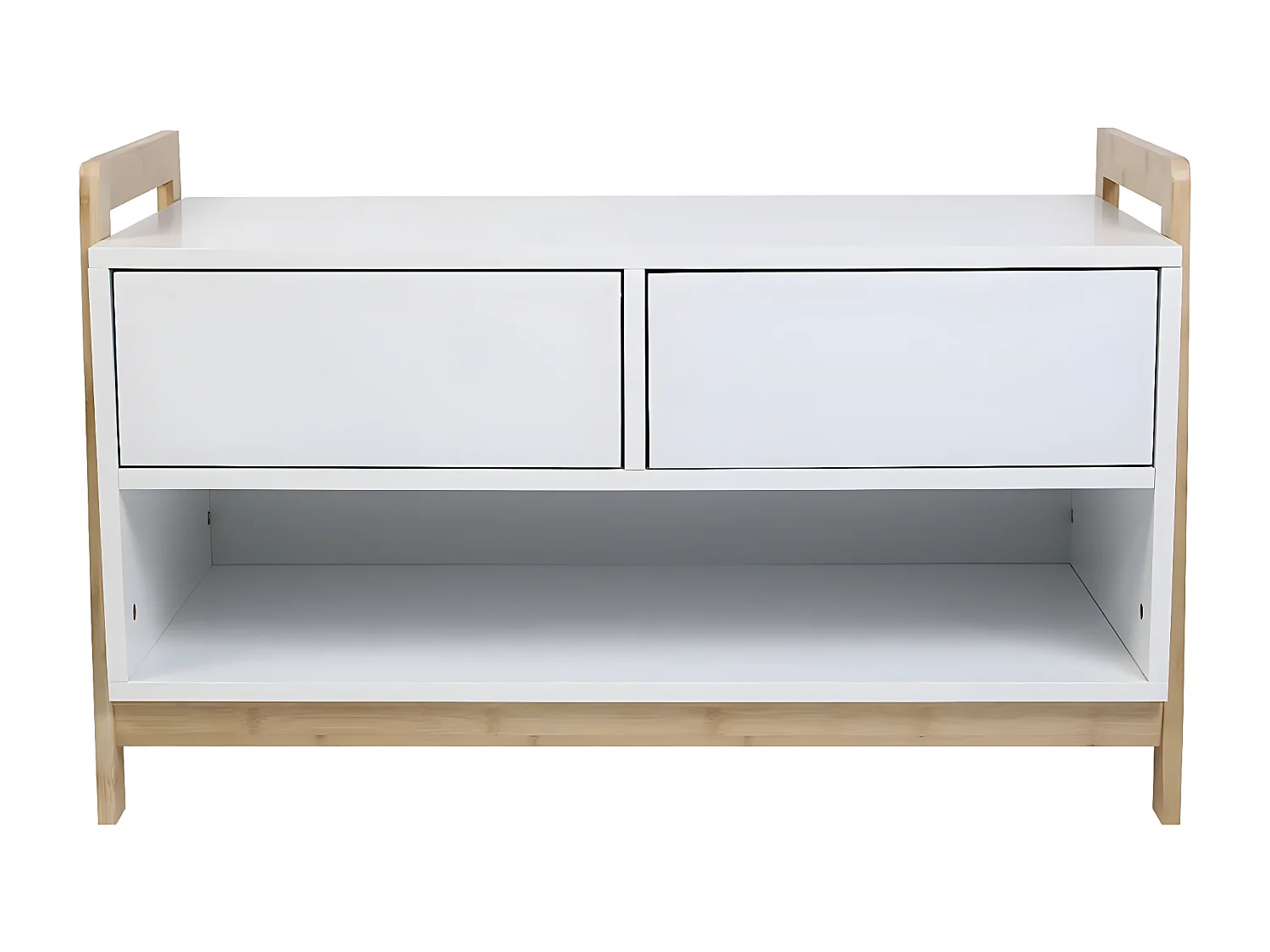 TARNBY - Meuble de Rangement Naturel et Blanc