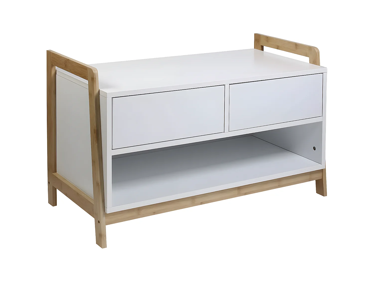 TARNBY - Meuble de Rangement Naturel et Blanc
