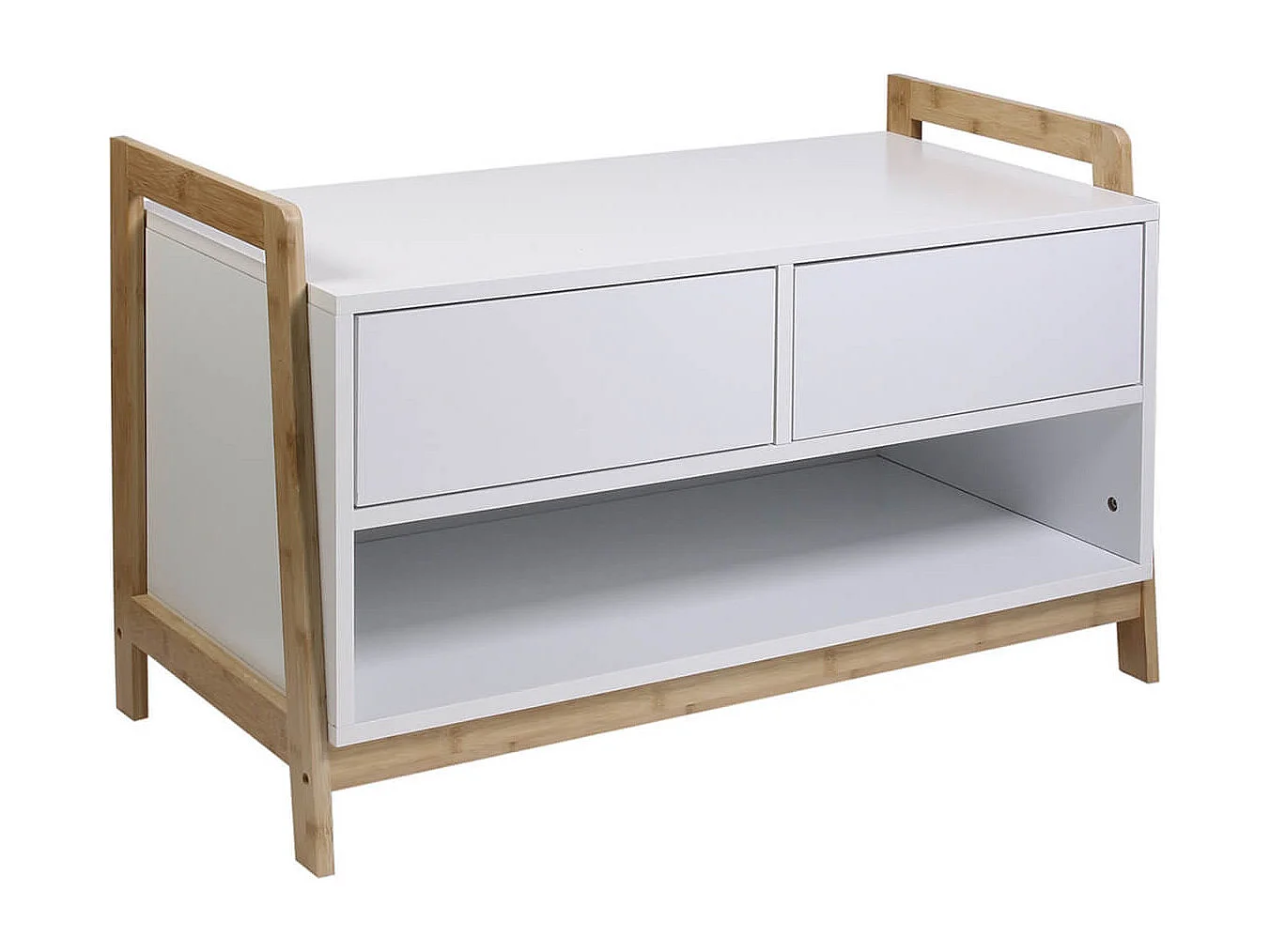 TARNBY - Meuble de Rangement Naturel et Blanc