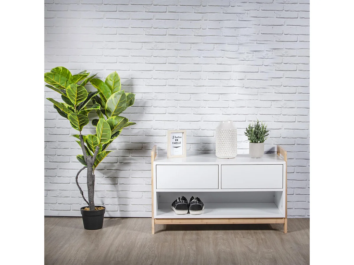 TARNBY - Meuble de Rangement Naturel et Blanc