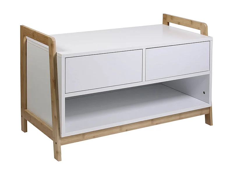 TARNBY - Meuble de Rangement Naturel et Blanc