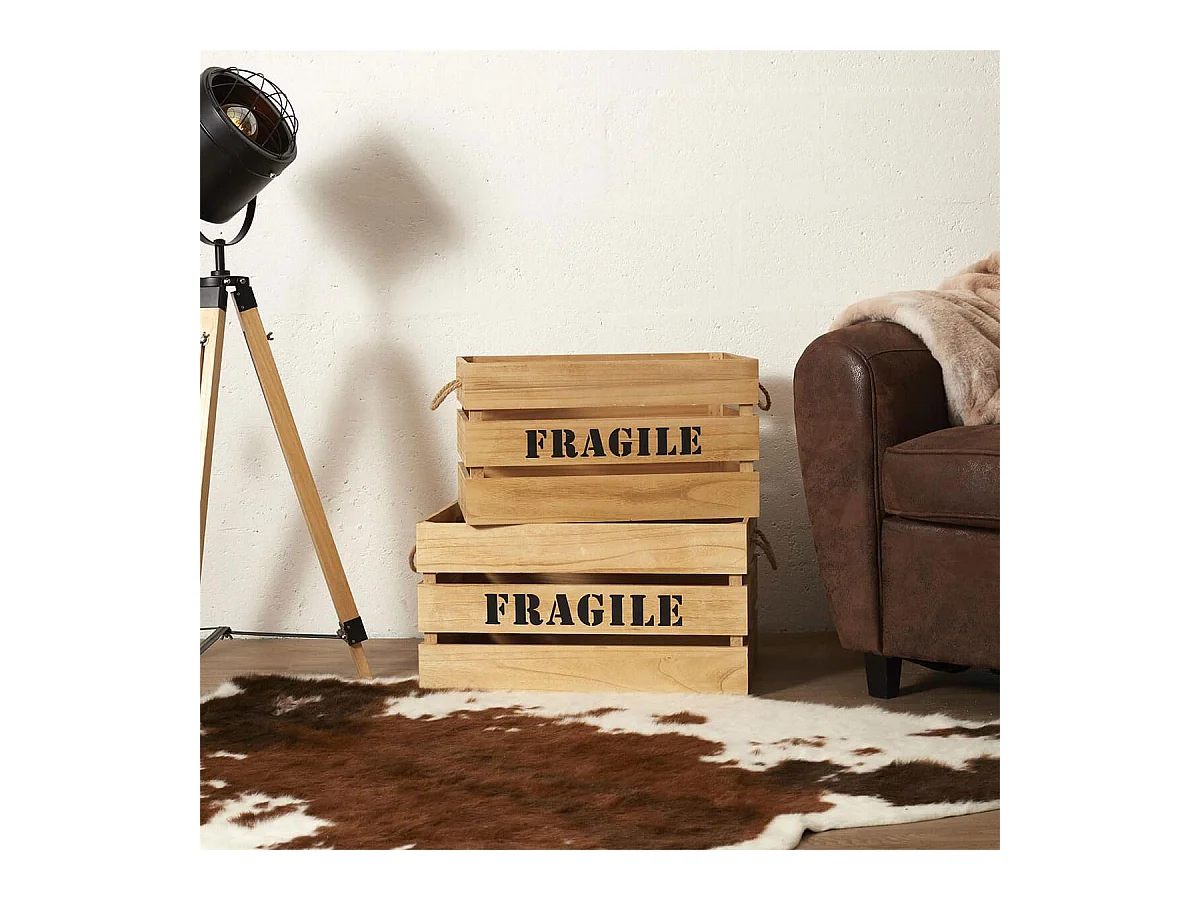 KORI - Lot de 2 Cagettes Gigognes Naturelles