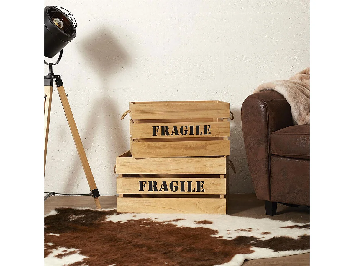 KORI - Lot de 2 Cagettes Gigognes Naturelles