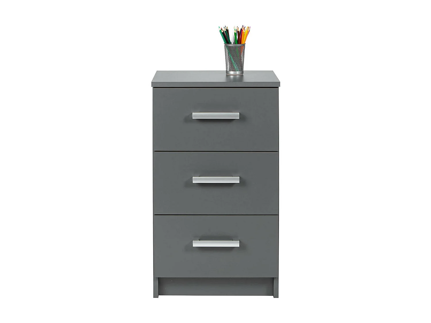 ZEINE - Meuble de Rangement 3 Tiroirs Gris Graphite