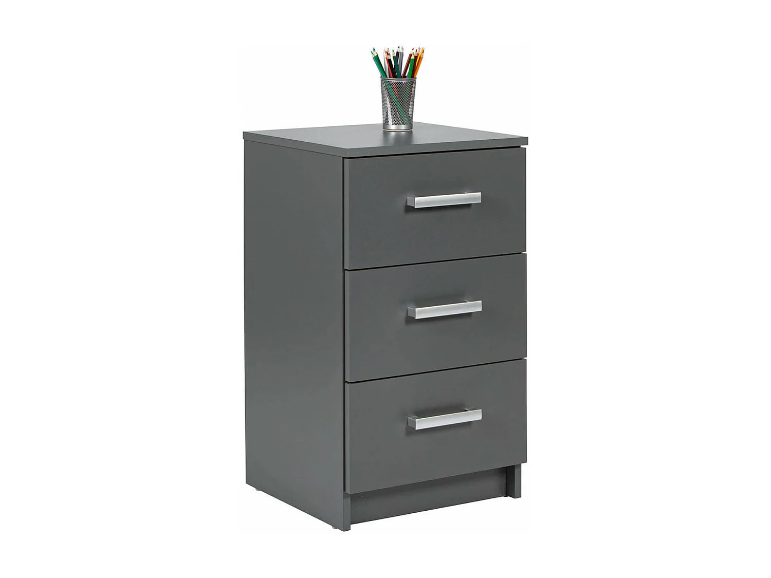 ZEINE - Meuble de Rangement 3 Tiroirs Gris Graphite