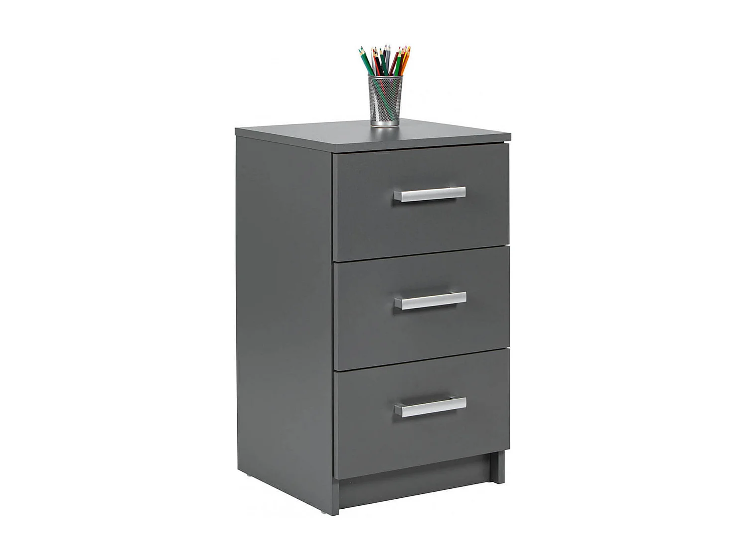 ZEINE - Meuble de Rangement 3 Tiroirs Gris Graphite
