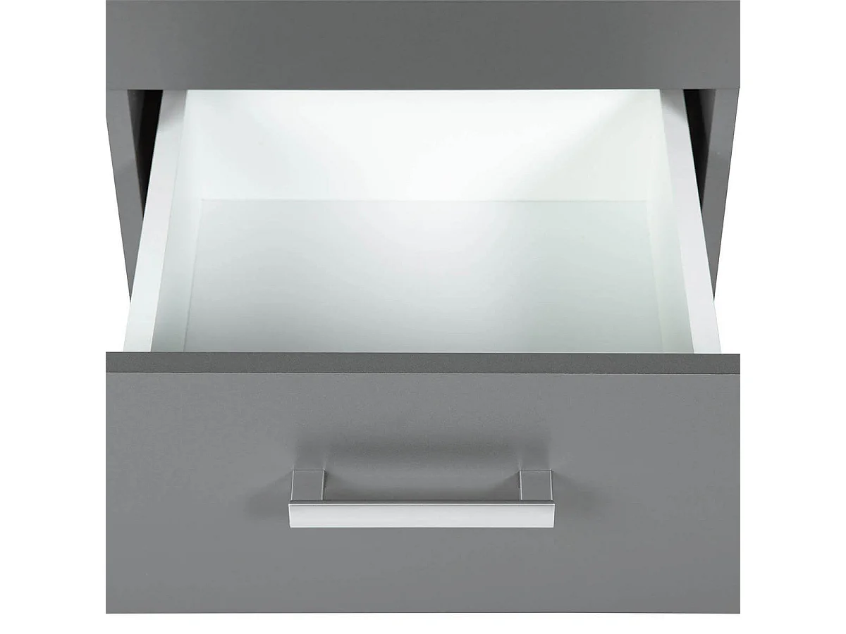 ZEINE - Meuble de Rangement 3 Tiroirs Gris Graphite