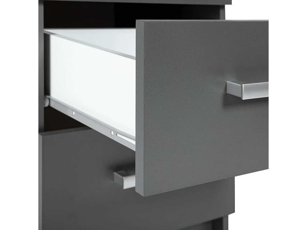 ZEINE - Meuble de Rangement 3 Tiroirs Gris Graphite