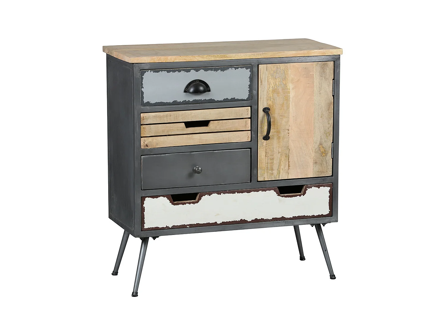 STAHL - Meuble de Rangement 1 Porte 4 Tiroirs