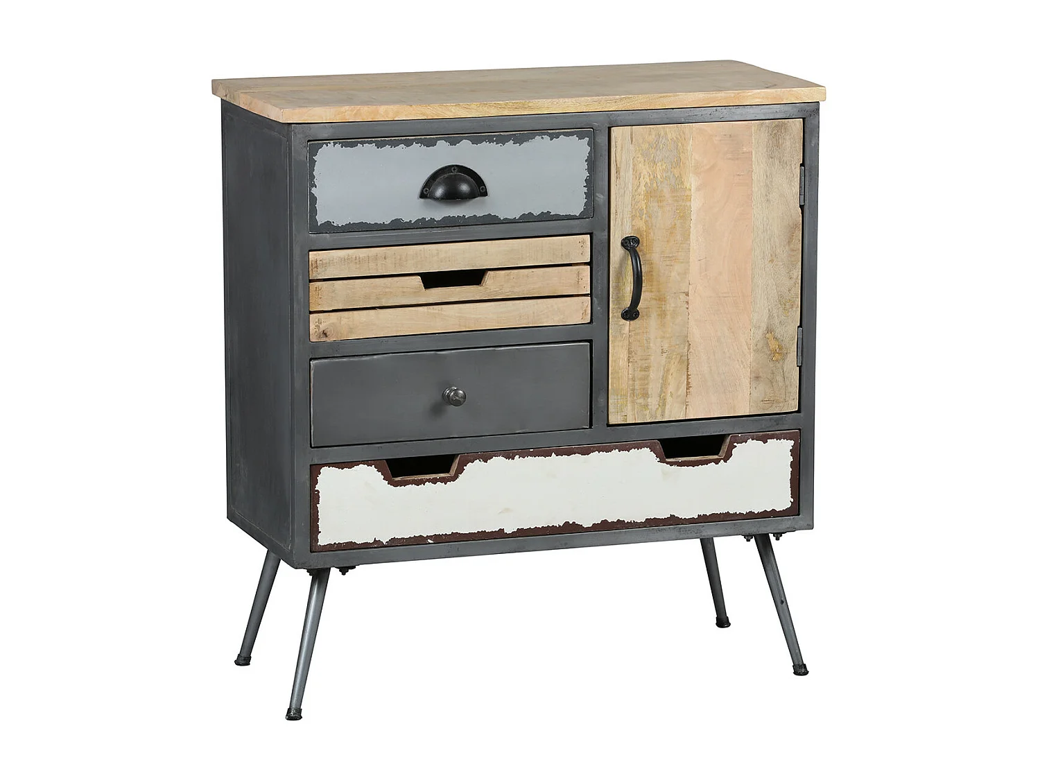 STAHL - Meuble de Rangement 1 Porte 4 Tiroirs